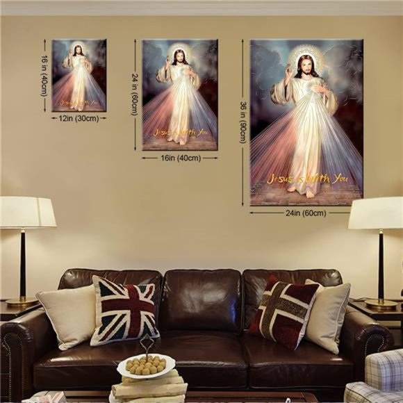 Framed Jesus Mercy wall art Canvas Decor Divine Catholic12x16(30x40cm) inch - Picture 2 of 7